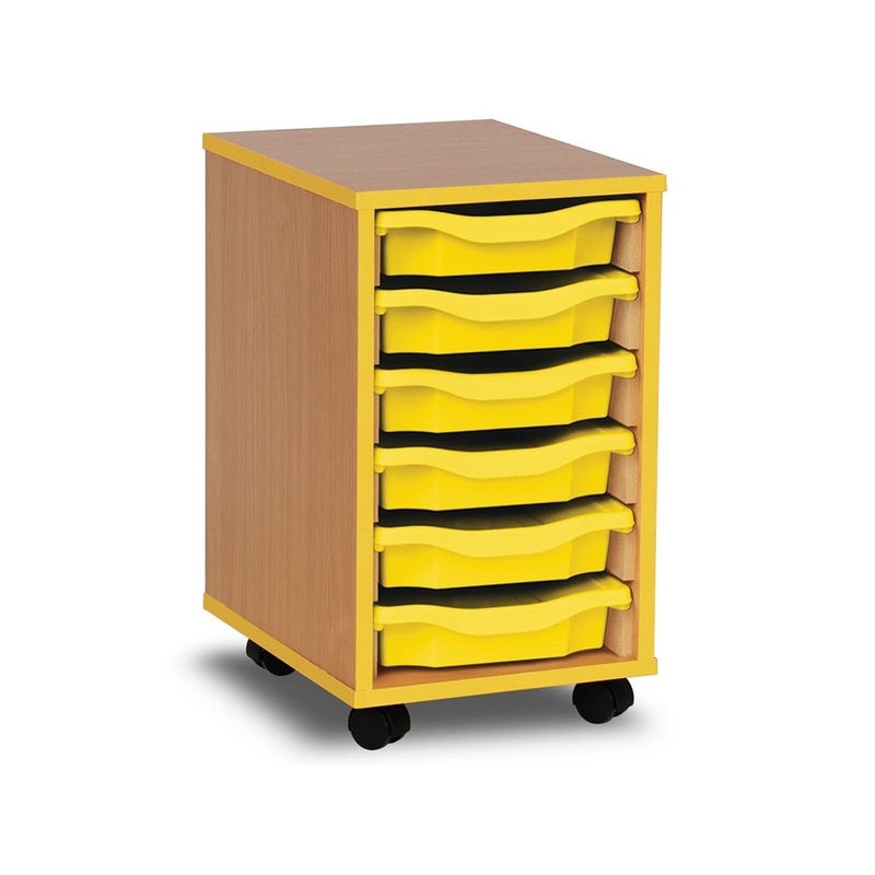 Monarch 6 Tray Single Tray Storage Unit with Yellow Coloured Edges