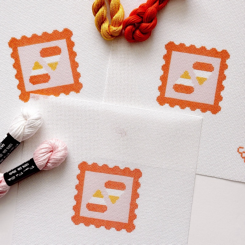 Cotswold Co Designs – Candy Corn Stamp Needlepoint Canvas  18 Mesh Zweigart Mono Deluxe, 2.7 Hand Painted Fall Halloween Mini (ONLINE ORDER ONLY)