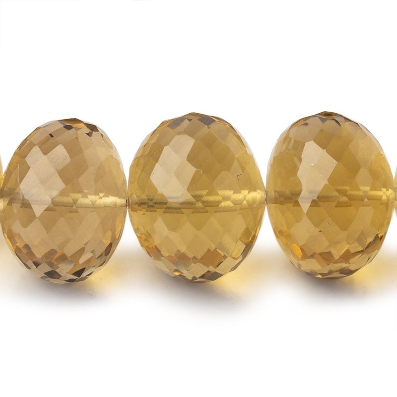 15-16mm Whiskey Quartz Faceted Rondelle Beads 16 inch 37 pieces AA (ONLINE ORDER ONLY)