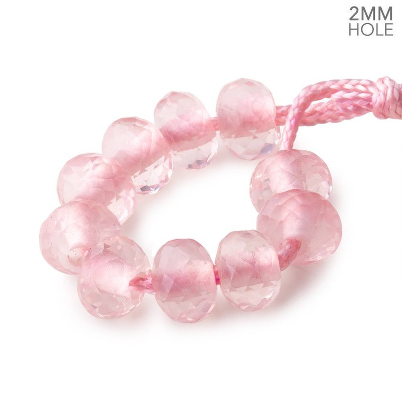 8mm Rose Quartz 2mm Large Hole Faceted Rondelle Set of 10 (ONLINE ORDER ONLY)