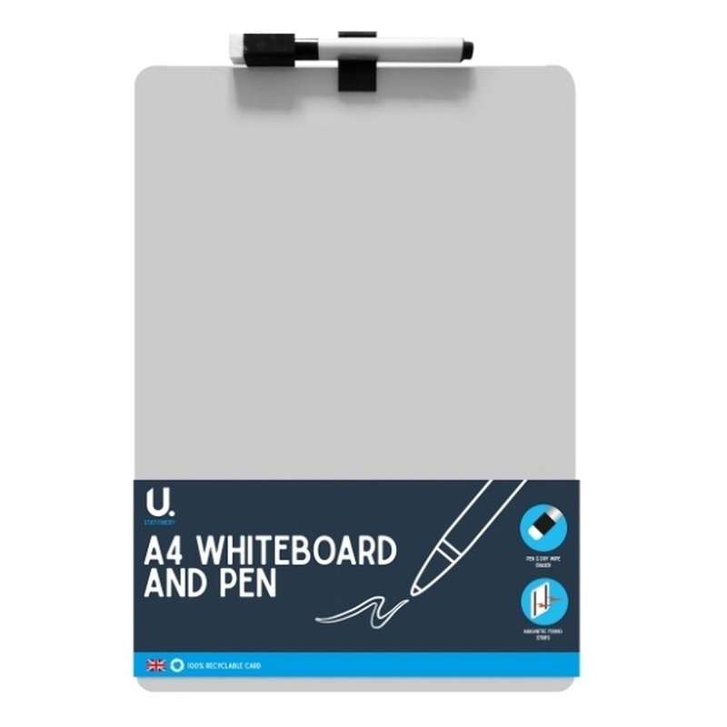 **A4 Whiteboard with Magnetic Strip and Pen