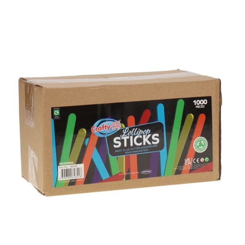 Lollipop Sticks Coloured Pack of 1000