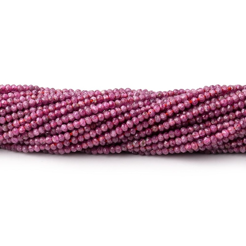 1.9mm Ruby Micro Faceted Rondelle Beads 13 inch 232 pieces (ONLINE ORDER ONLY)