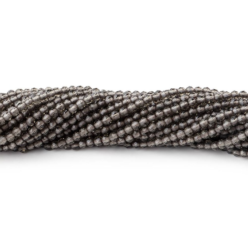 2mm Smoky Quartz Micro Faceted Round Beads 12.5 inch 170 pieces (ONLINE ORDER ONLY)