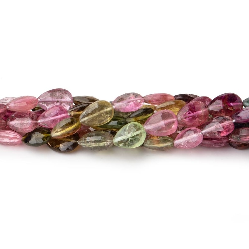 6×5-8x6mm Multi Color Tourmaline Faceted Pear Beads 15 inch 48 pieces AA (ONLINE ORDER ONLY)