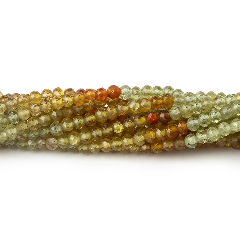 3mm Shaded Grossular Garnet micro faceted rondelles 12.5 inch 130 beads AAA (ONLINE ORDER ONLY)