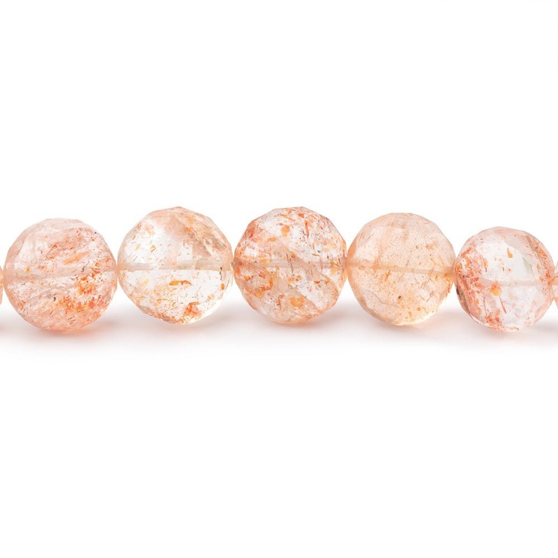 6-9.5mm Sunstone Faceted Puffy Coin Beads 29 inch 100 pieces AAA (ONLINE ORDER ONLY)
