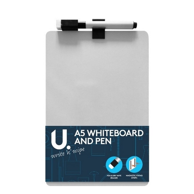 A5 Whiteboard & Pen with Attachable Magnetic Strips