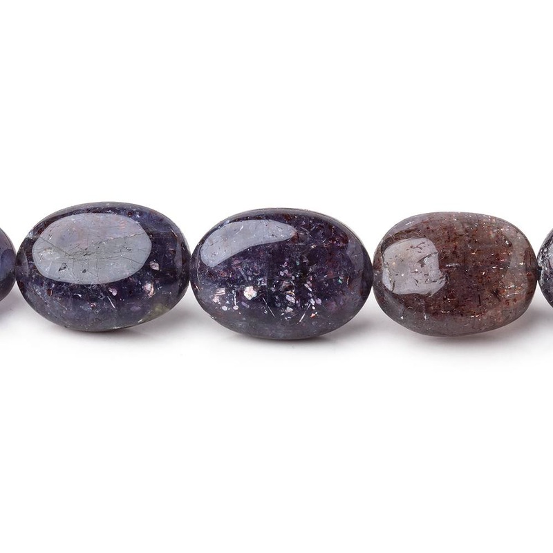 10×8-14x12mm Bloodshot Iolite-Sunstone Plain Oval Beads 16 inch 32 pieces (ONLINE ORDER ONLY)