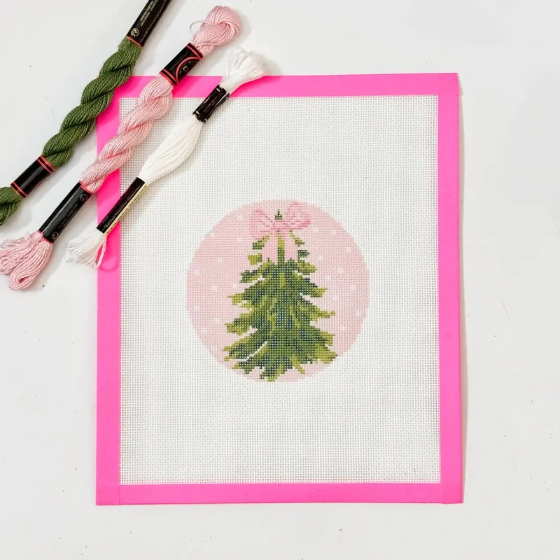 Cotswold Co Designs – Hand-Painted Bow Christmas Tree Needlepoint Ornament Canvas (ONLINE ORDER ONLY)