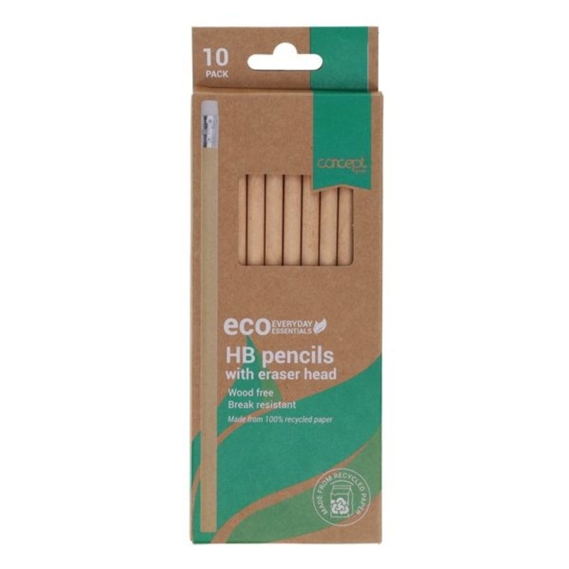 Concept Green Pkt.10 Hb Pencils With Eraser Head
