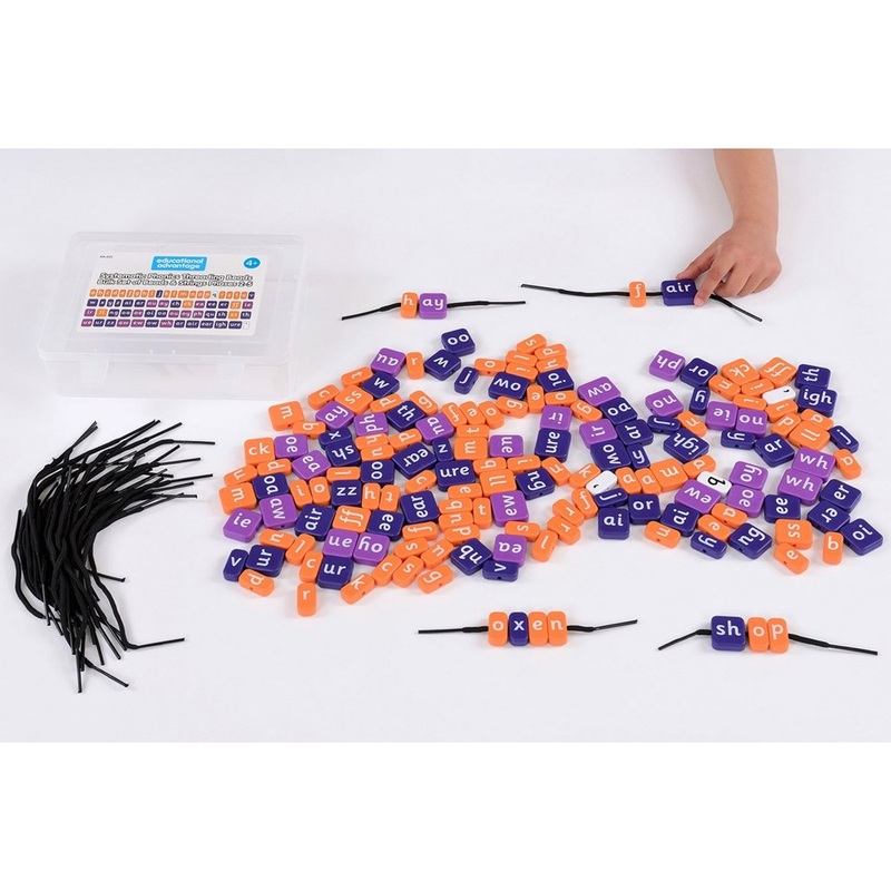 Systematic Phonics Threading Beads -Bulk Set Of Beads & Strings  Phases 2-5