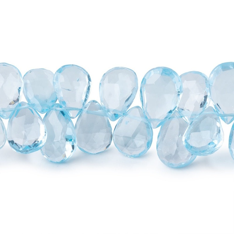 10×7-13x8mm Sky Blue Topaz Faceted Pear Beads 8 inch 48 pieces AAA (ONLINE ORDER ONLY)