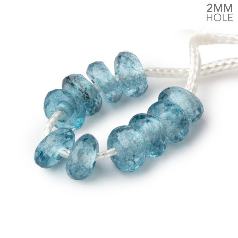 8mm Mystic Blue Topaz 2mm Large Hole Faceted Rondelle Bead Set of 10 (ONLINE ORDER ONLY)