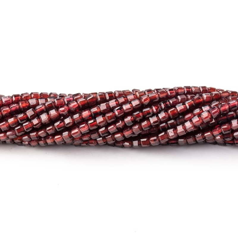2.3mm Garnet Micro Faceted Cube Beads 12.5 inch 142 pieces (ONLINE ORDER ONLY)