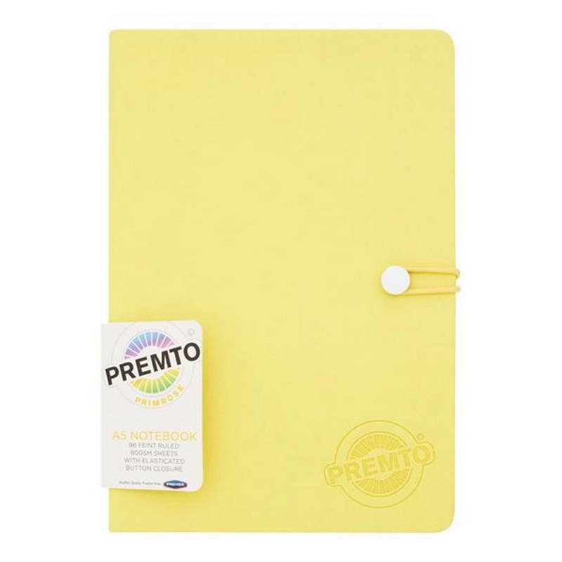 Pastel A5 192pg Hardcover Pu Notebook W/Elastic  Primrose