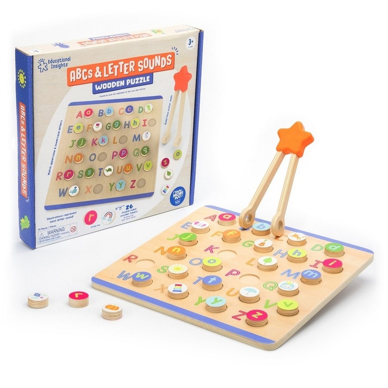 ABC Letter Sounds Puzzle 2-in-1 Wooden Alphabet Board