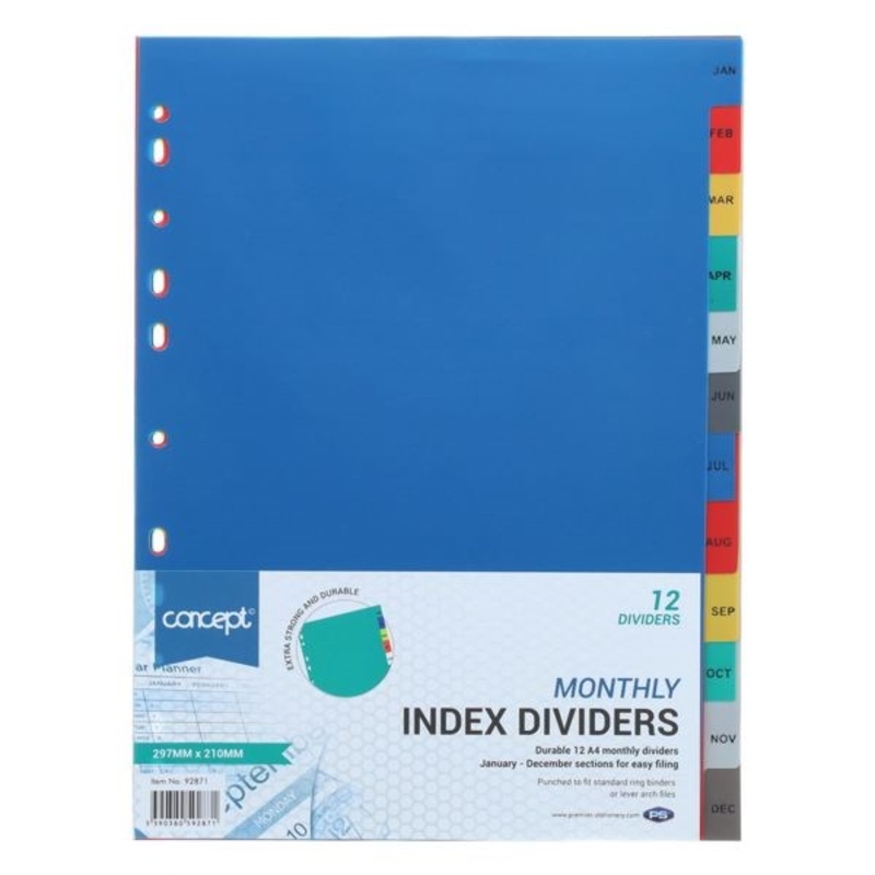 Monthly Subject Dividers  12 Part