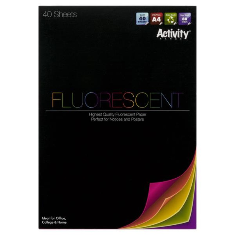 Premier Activity A4 80Gsm Fluorescent paper Pad  40 Sheets