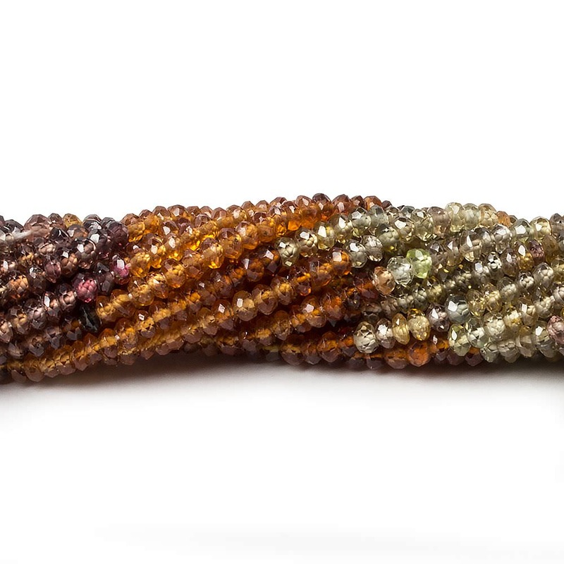 2.5-3mm Multi Gemstone Faceted Rondelle 14 inch 244 pieces (ONLINE ORDER ONLY)