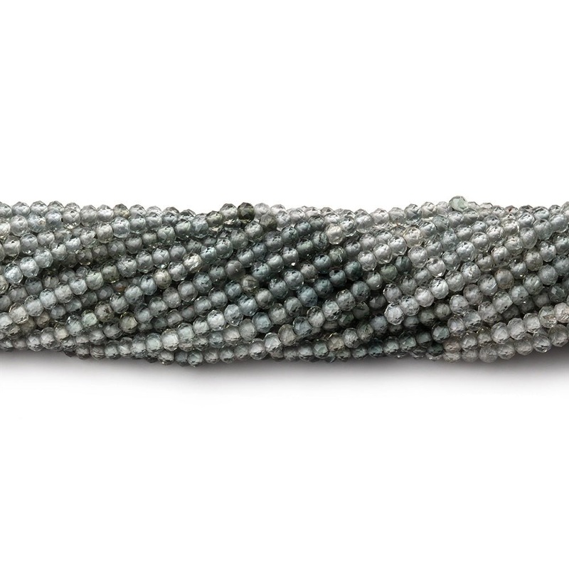 1.8mm Shaded Grey Tourmaline Micro Faceted Rondelles 12.5 inch 200 Beads (ONLINE ORDER ONLY)