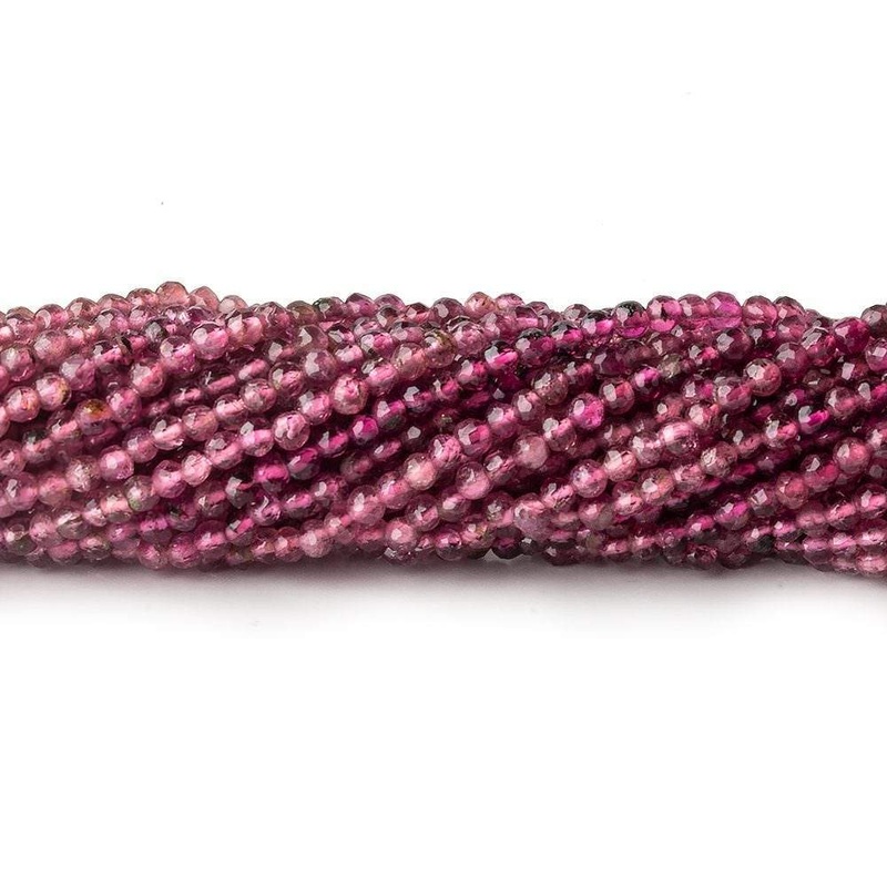 2.5mm Shaded Pink Tourmaline micro-faceted rounds 13 inch 175 beads (ONLINE ORDER ONLY)