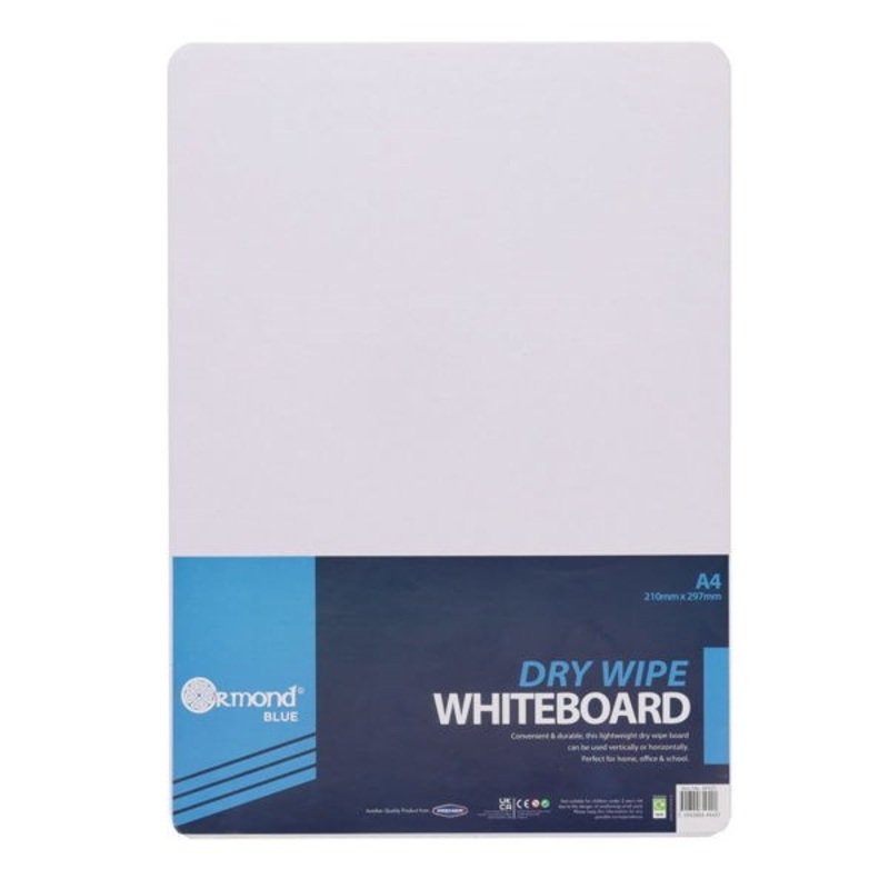 Ormond Blue A4 Dry Wipe Board  White