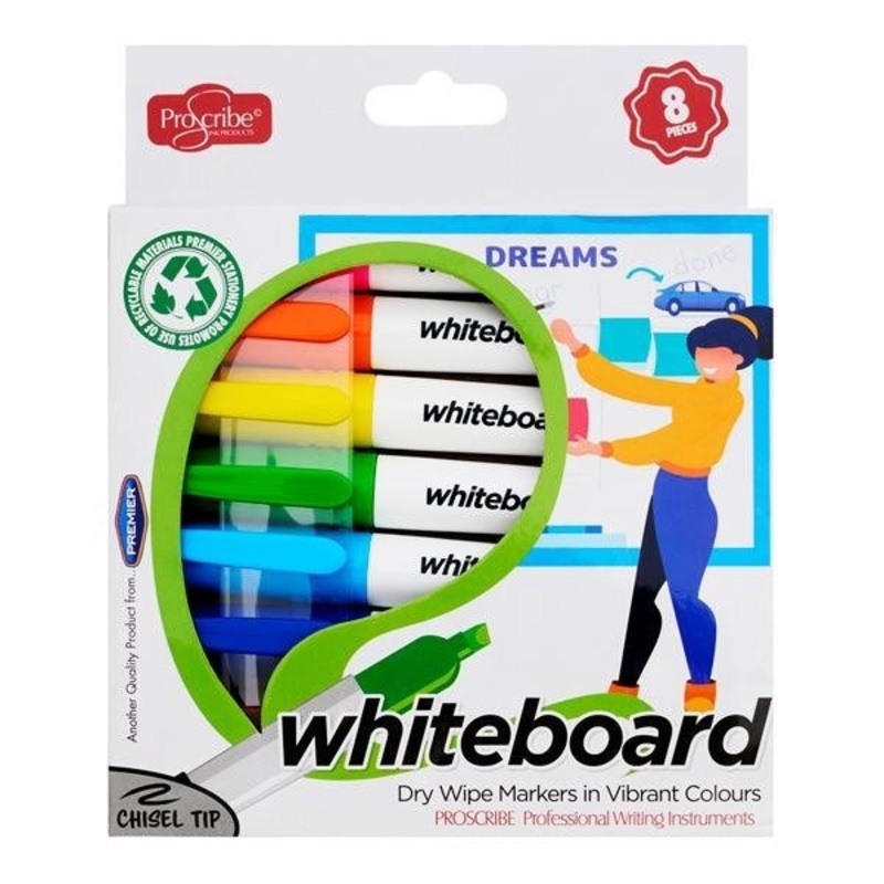 ProScribe Whiteboard Markers  Chisel Tip Pack of 8