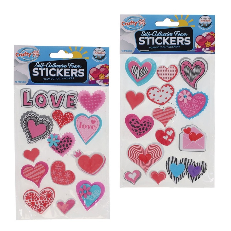 Squishy Foam Stickers  Love Hearts Pack of 13