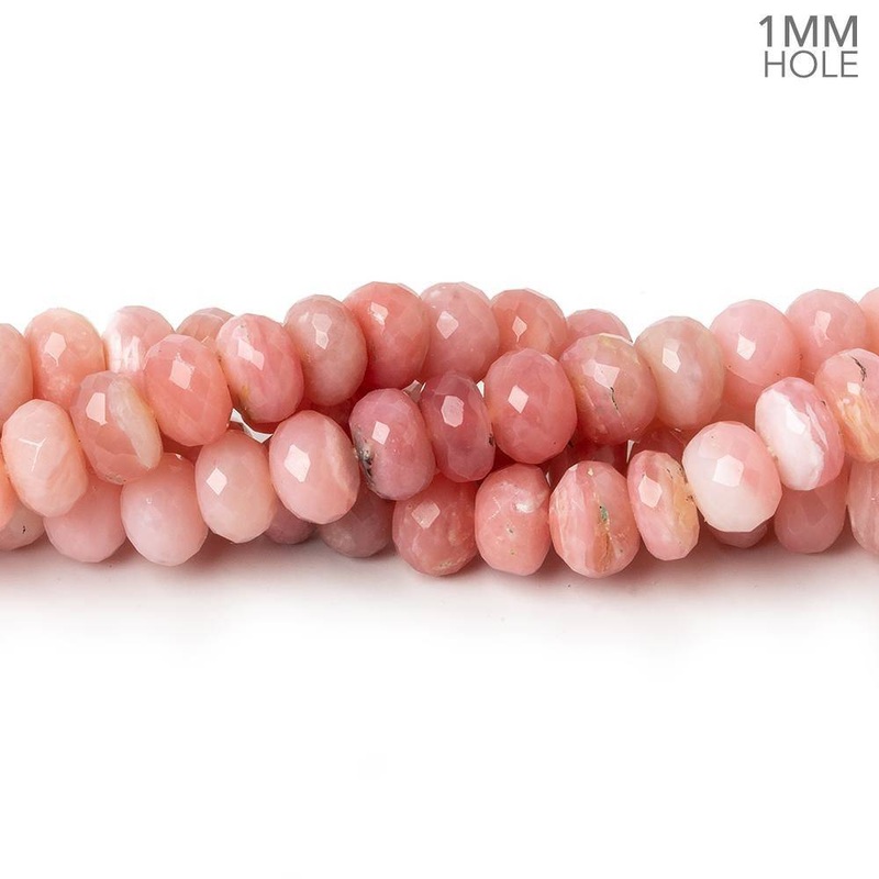6mm Shaded Pink Peruvian Opal faceted rondelle 1mm hole beads 14.5 inch 78 pieces (ONLINE ORDER ONLY)