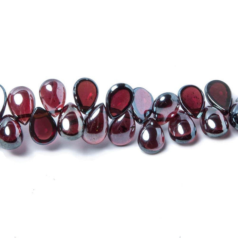 7x5mm Metallic Garnet plain pear cabochon beads 8 inch 73 pieces (ONLINE ORDER ONLY)