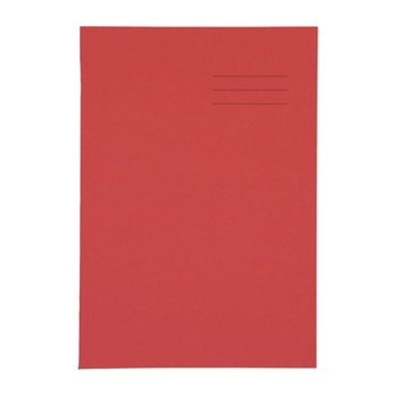 A4 Exercise Book 64 Page, 8mm Ruled With Margin, Red  Pack of 50