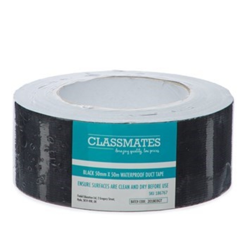 Classmates Waterproof Cloth Tape Roll  Black  50mm x 50m  Pack of 1