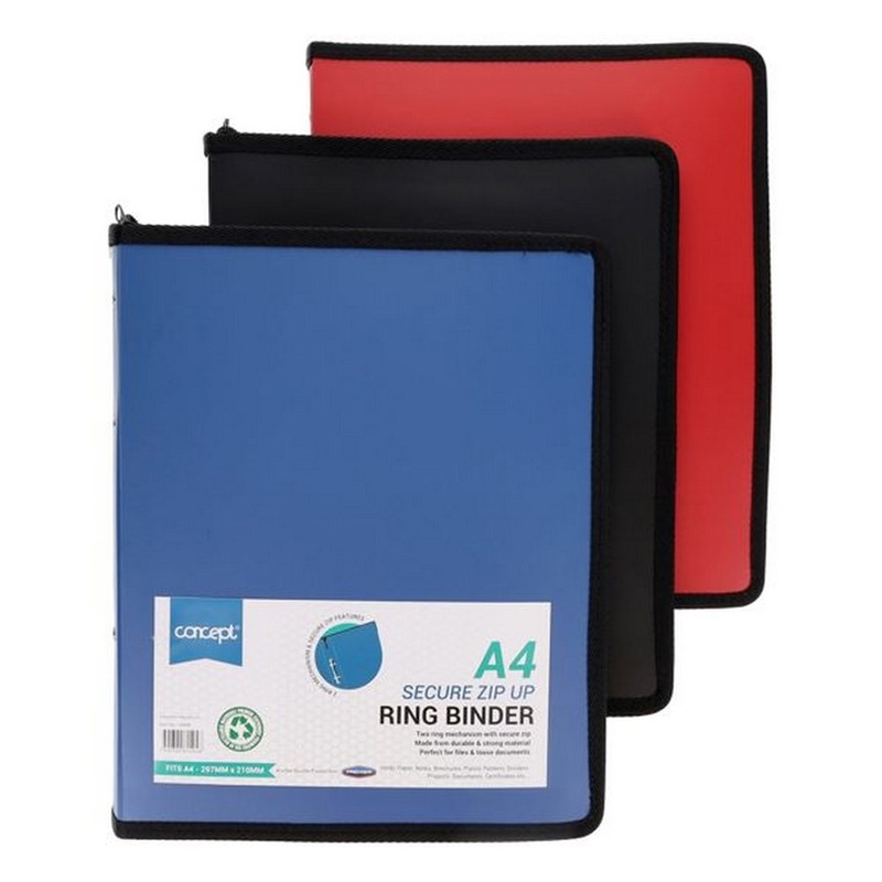 A4 Secure Zip Up Ring Binder