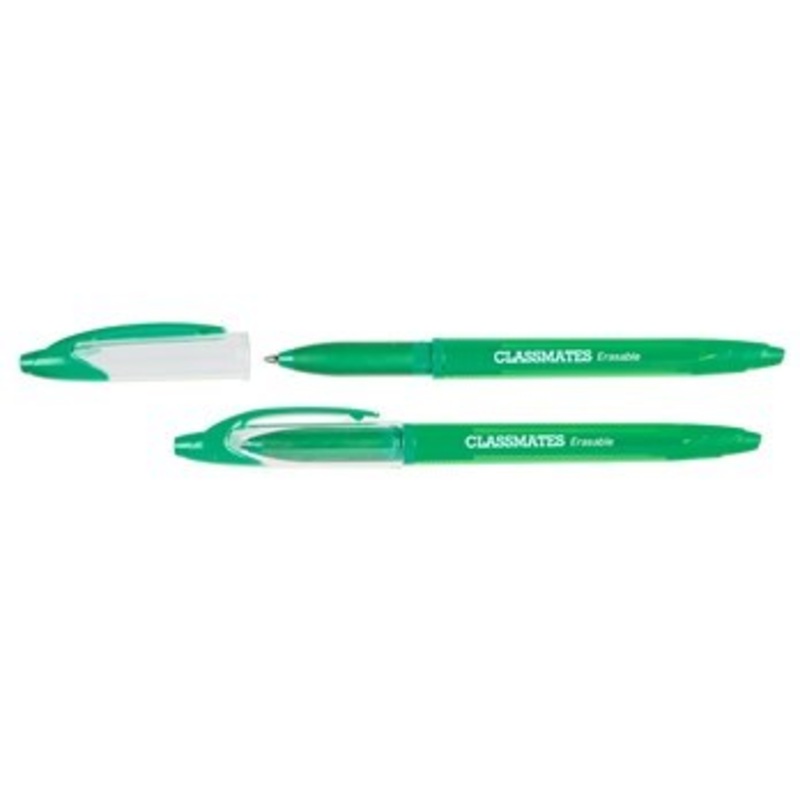 Classmates Erasable Rollerball Pen  Green  Pack of 12