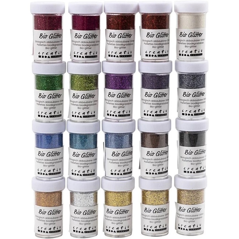 Bio Glitter 20 Tubs  27 ml  Assorted Colours