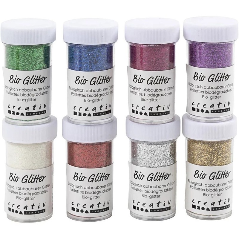 Bio Glitter 8 Tubs  27 ml  Assorted Colours