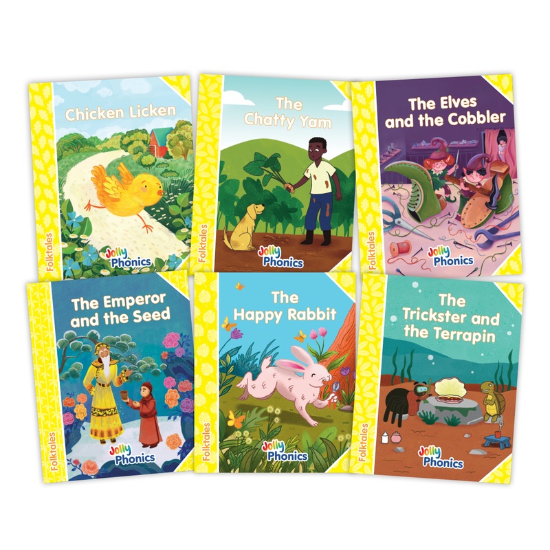 Jolly Phonics Decodable Folktales Readers Level 2 (Yellow Level)