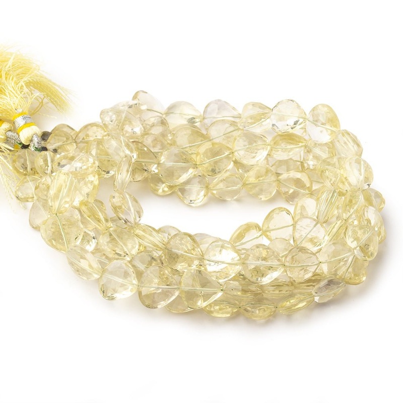 9-13mm Lemon Quartz Faceted Heart Beads 16 inch 42 pieces (ONLINE ORDER ONLY)