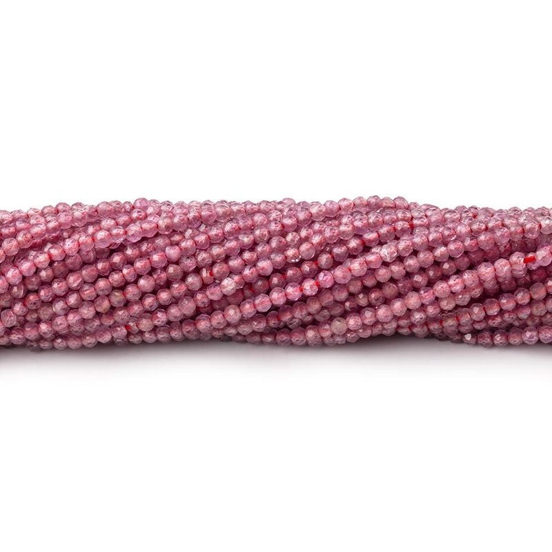 1.9mm Ruby Micro Faceted Rondelle Beads 12.5 inch 230 pieces A (ONLINE ORDER ONLY)
