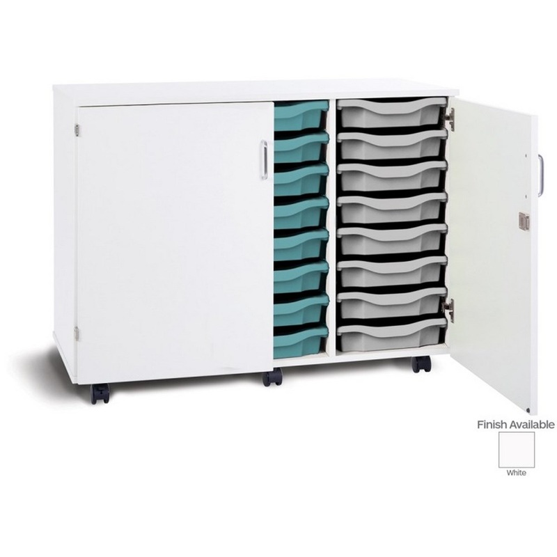 Monarch Mobile 24 Tray Single Tray Storage Unit with Lockable Doors