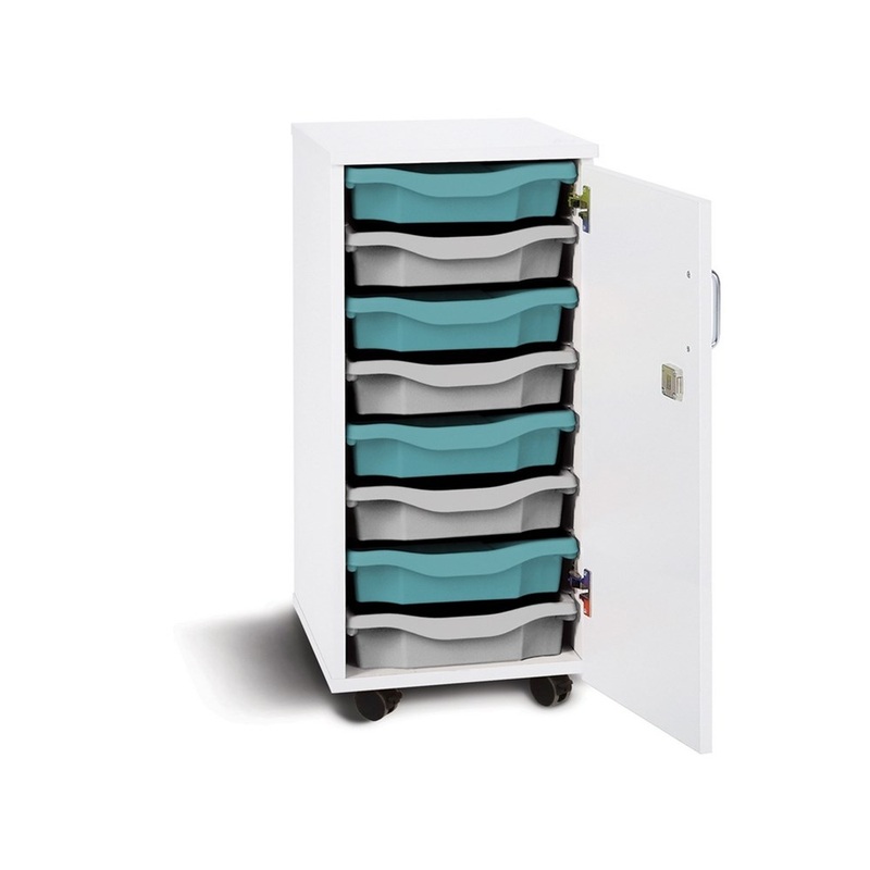 Monarch Mobile 8 Tray Single Tray Storage Unit with Lockable Doors
