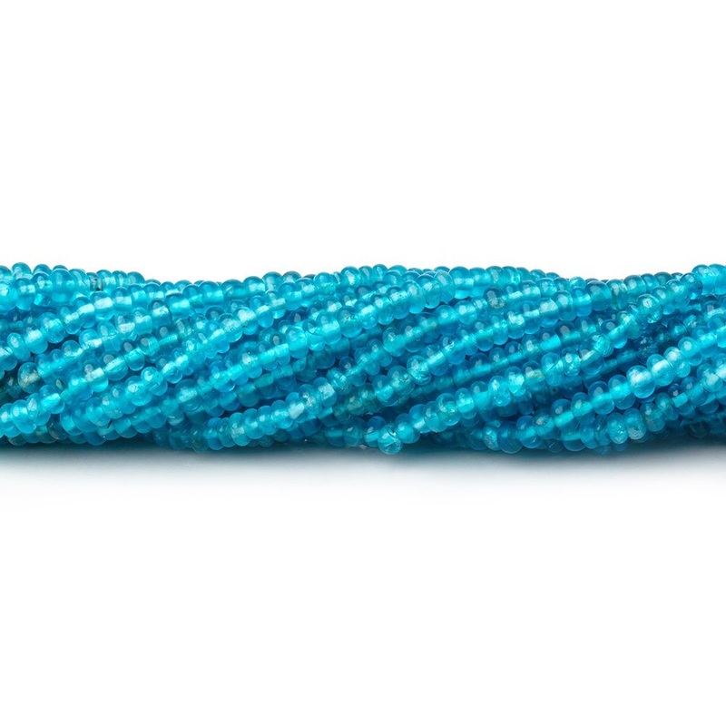 2.5mm Neon Blue Apatite Plain Rondelle Beads 13.5 inch 263 pieces (ONLINE ORDER ONLY)