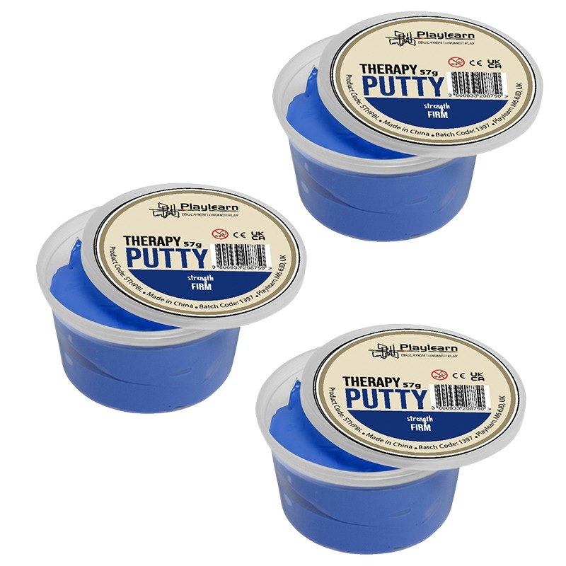 CleverCo Therapy Putty Firm Squeezable Non-Toxic, Hand Exercise  Blue (3 Pack)
