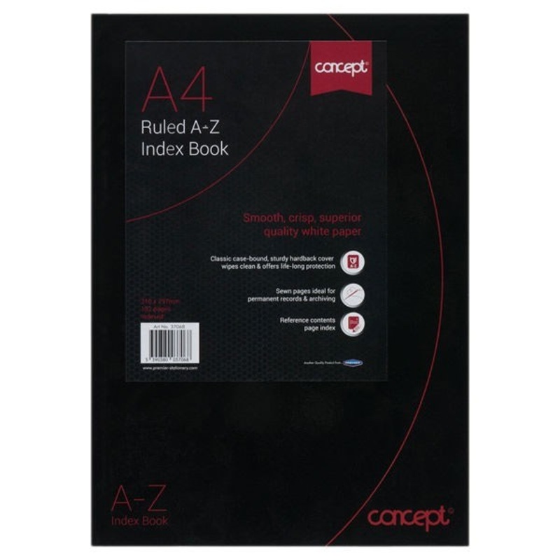 A4 192pg Hardcover A-Z Index Book
