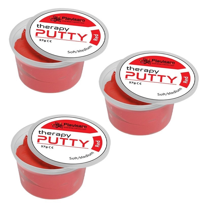 CleverCo Therapy Putty Soft Squeezable Non-Toxic, Hand Exercise 4oz  Red (3 Pack)