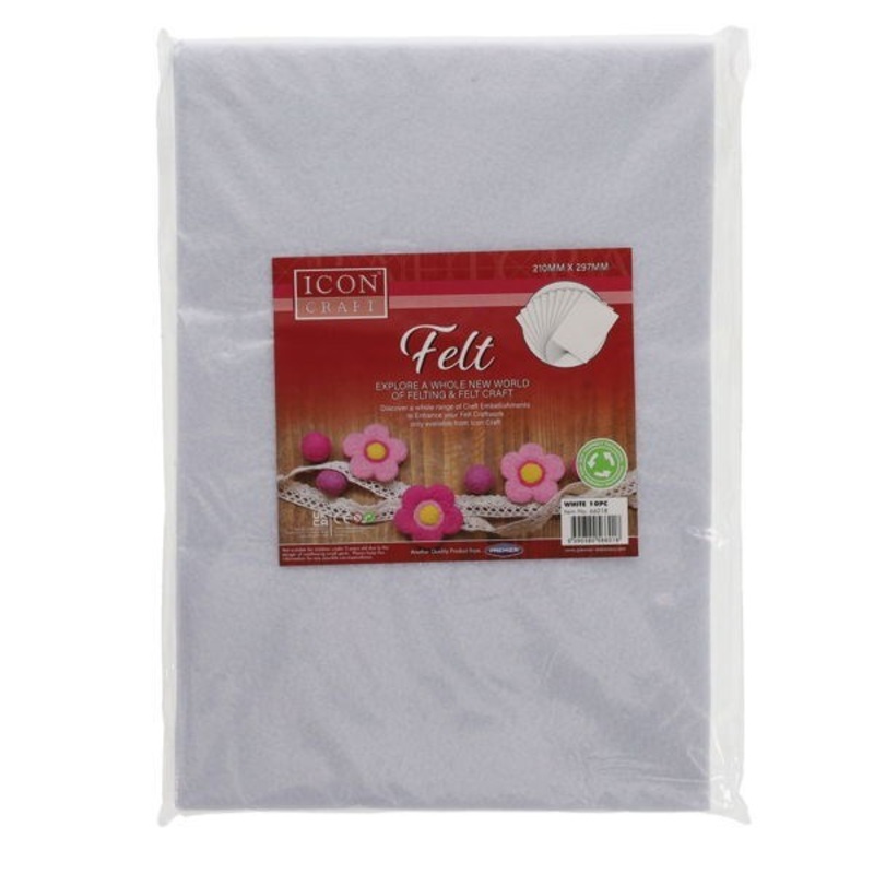 A4 Felt Sheets White Value Pack of 10