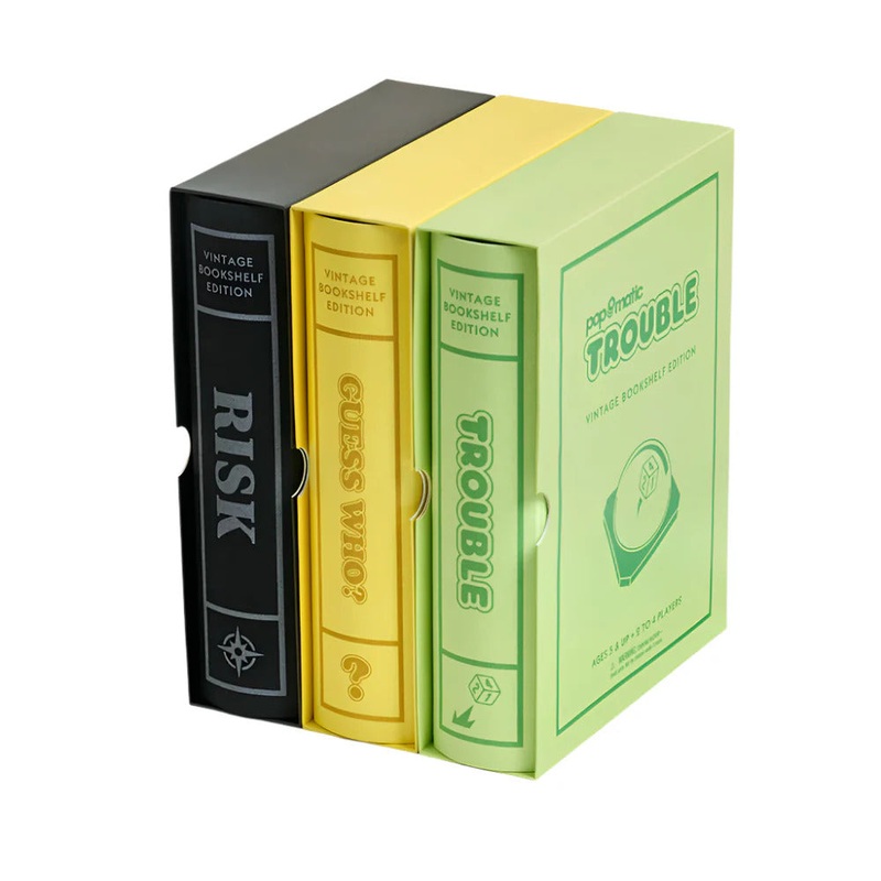 3 Pack Vintage Bookshelf Games: Risk, Guess Who, Trouble