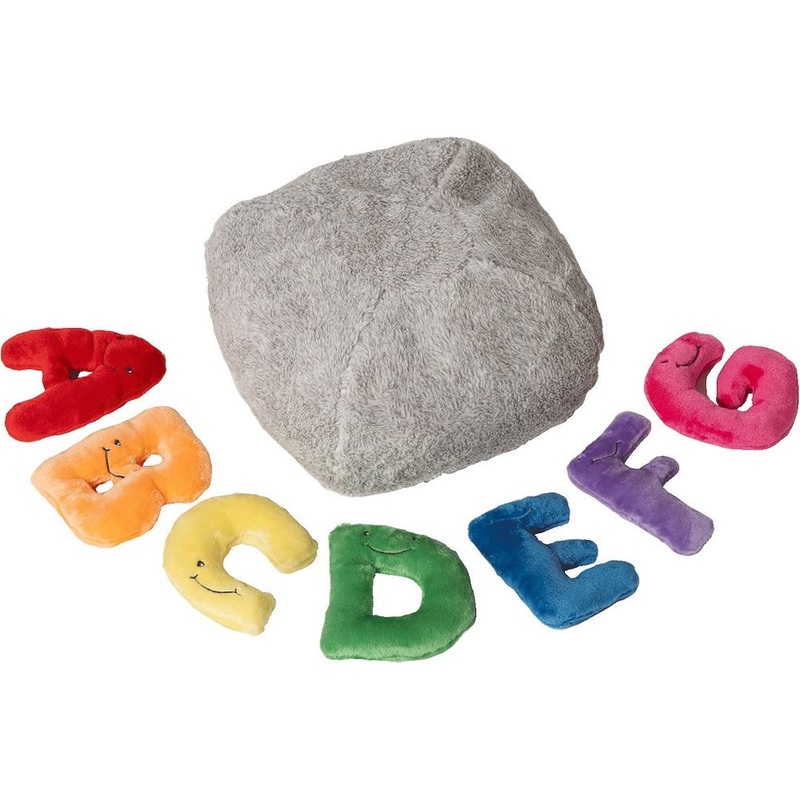 Alphabet Plush Mini Set – Rainbow Letters with Light Grey Bag