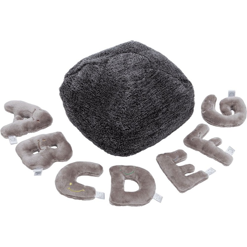 Alphabet Plush Mini Set – Rhino Grey Letters with Dark Grey Bag